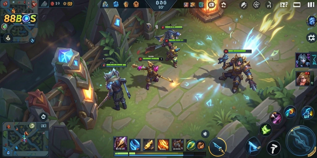 Tampilan menarik dari gameplay <strong>88BOS</strong> selama pertarungan tim.