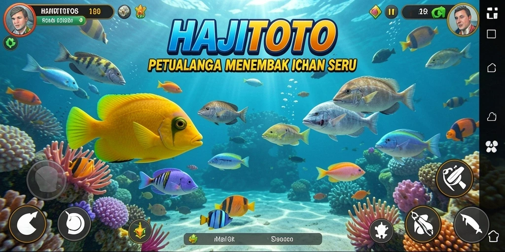 Tampilan gameplay HAJITOTO menunjukkan aksi menembak ikan yang mendebarkan.